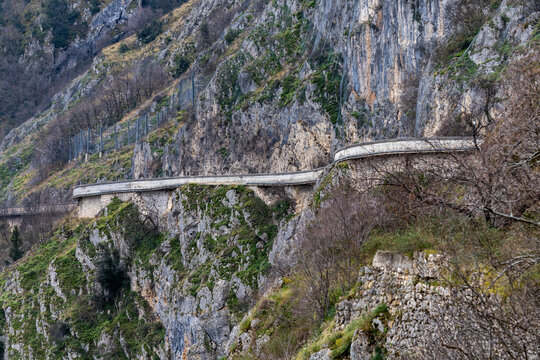 Anversa degli Abruzzi, Italy The guardrail of SR 479 road in the Province of L'Aquila