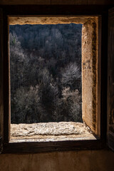 Roccamorice, Italy The interior of the ancient Eremo di san Bartolomeo monastery in the Majella mountains.