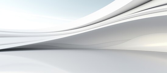 A white abstract background featuring smooth wavy lines creating a dynamic and modern architectural design.