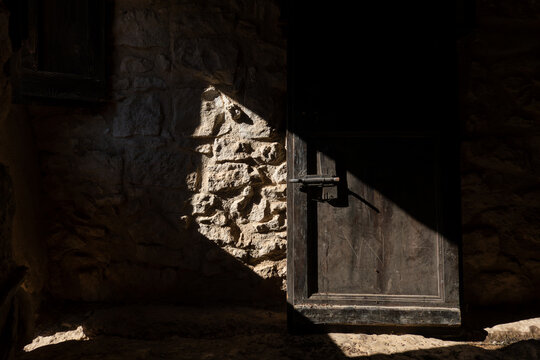 Roccamorice, Italy The interior of the ancient Eremo di san Bartolomeo monastery in the Majella mountains.