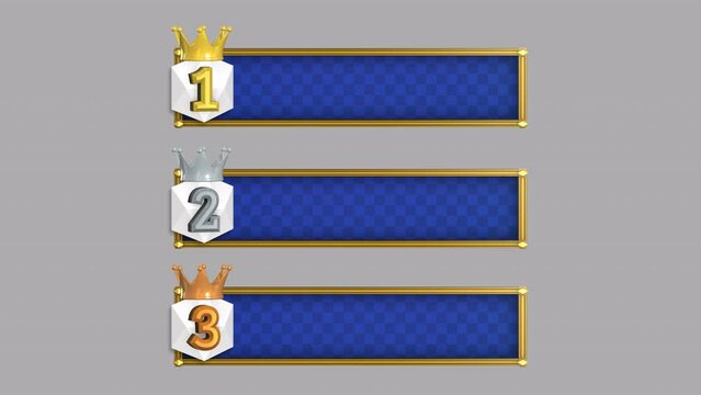 A horizontal (short) blue checkered text base with icons for 1st, 2nd, and 3rd place.