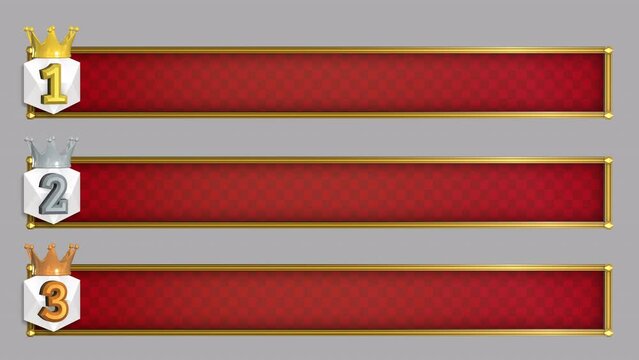 A horizontal (long) red checkered text base with icons for 1st, 2nd, and 3rd place.