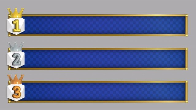 A horizontal (long) blue checkered text base with icons for 1st, 2nd, and 3rd place.