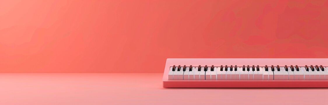 electric keyboard isolated on pink background