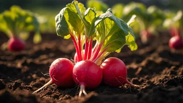 ripe radishes the garden outdoors