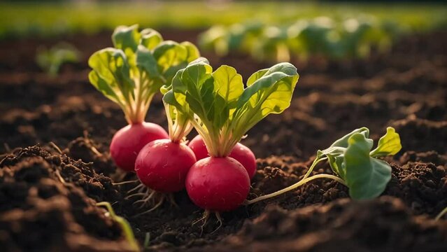 ripe radishes the garden outdoors