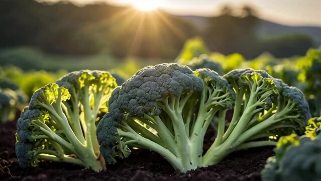 ripe broccoli in the garden outdoors