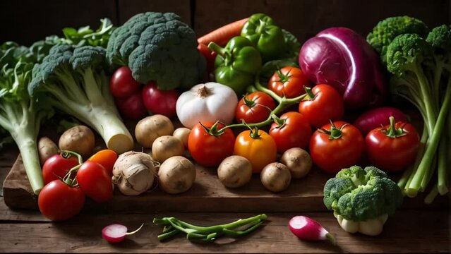 Fresh assorted farm vegetables seasonal