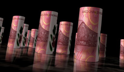 Nicaragua cordoba money banknotes rolls 3d illustration