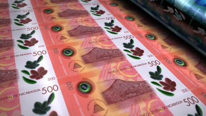 Nicaragua cordoba money banknotes print 3d illustration
