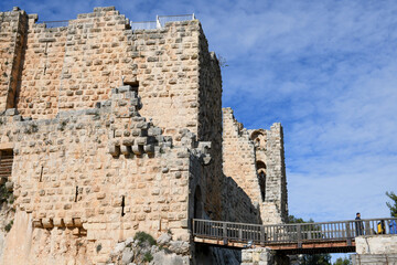 Fototapeta na wymiar View at the castle of Ajlun in Jordan