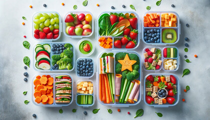 Colorful Assortment of Healthy Lunch Options in Meal Prep Containers