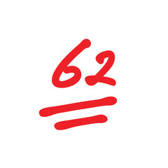 62 points exam score, thirty five mark, hand drawn test score vector illustration