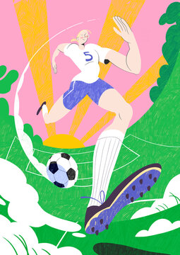 Female Footballer - Raster Version with Pencil Texture