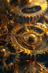 Exquisite and enigmatic golden cogs radiating a sense of beauty and mystery