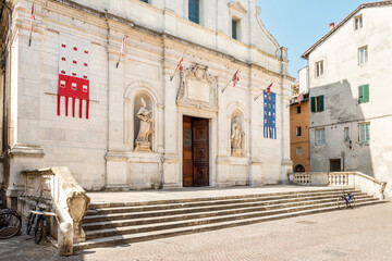 Entrance of the Church of Saints Paolino and Donato or San Paolino, in the historic center of...