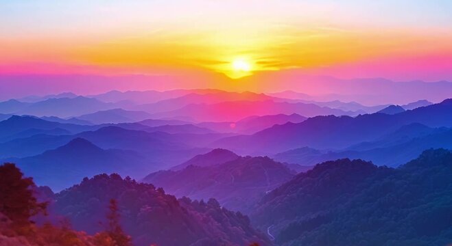 sunrise view in the mountains footage