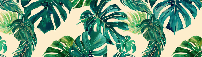 Lush Green Tropical Leaf Pattern