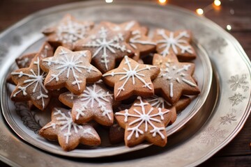 Fototapeta na wymiar Christmas Star Cookies: Iced and Ready for the Holiday Feast. Christmas concept