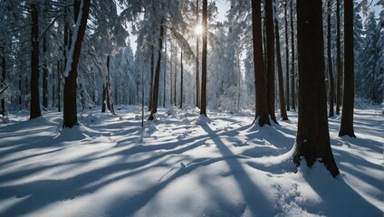winter forest in the snow