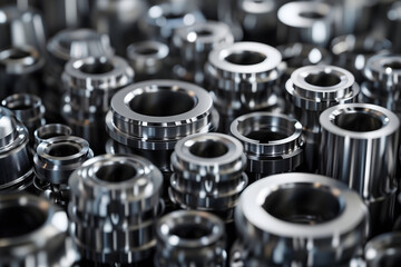 shiny steel turned industrial made parts background