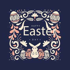 Luxury Happy easter card with eggs. Many realistic eggs are laid out in the shape of a large egg. Vector illustration for easter Greetings and presents for Easter Day in flat lay styling.Promotion 