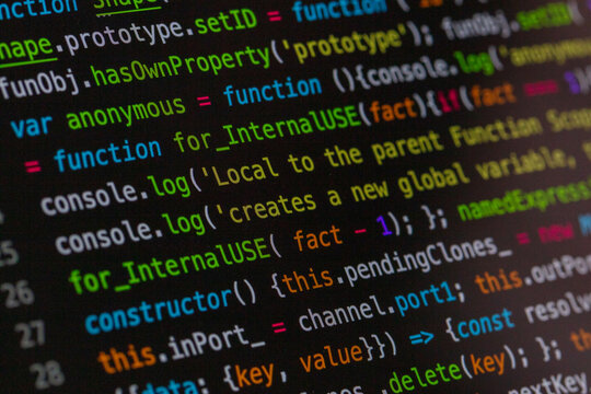 Developer screen with colored website programming code