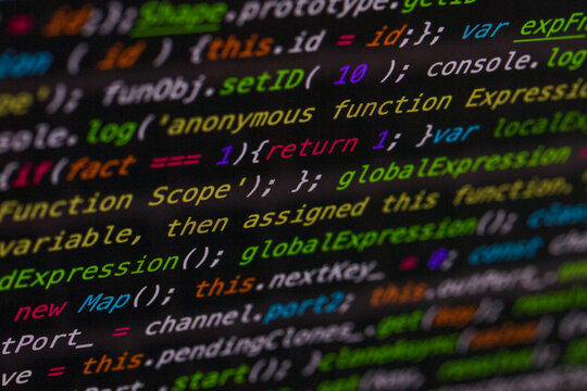 Developer screen with colored website programming code