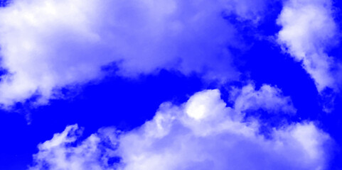 Modern and luxury blue sky with clouds isolated nature background. An unrealistically blue cloudy sky. Mystery, spirituality, universe. abstract. Idyllic summer sky,  serene beauty in nature.
