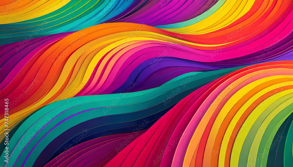 Sticker abstract background with multicolored wavy lines, design element