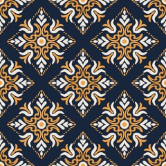 Ikat Flower Pattern Ethnic Geometric native tribal boho motif aztec textile fabric carpet mandalas African