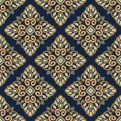 Ikat Flower Pattern Ethnic Geometric native tribal boho motif aztec textile fabric carpet mandalas African