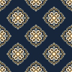 Ikat Flower Pattern Ethnic Geometric native tribal boho motif aztec textile fabric carpet mandalas African