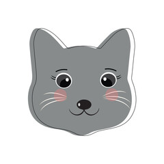 Cat pet head face icon, Vector illustration of funny cartoon cats, Cat face with various expressions and patterns vector illustration flat design.