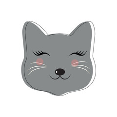 Cat pet head face icon, Vector illustration of funny cartoon cats, Cat face with various expressions and patterns vector illustration flat design.