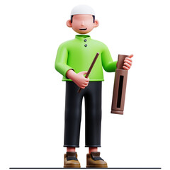 3D Muslim Character Carrying a Percussion Instrument