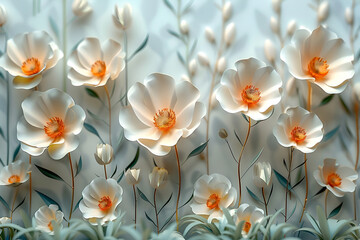 3d mural flower background wallpaper, furniture.