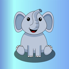 Cute Elephant Sitting Vector Icon Illustration. Elephant Mascot Cartoon Character. Animal Icon Concept White Isolated. Flat Cartoon Style