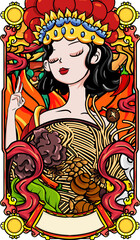 Original hand drawn cartoon delicious noodles illustration poster material	
