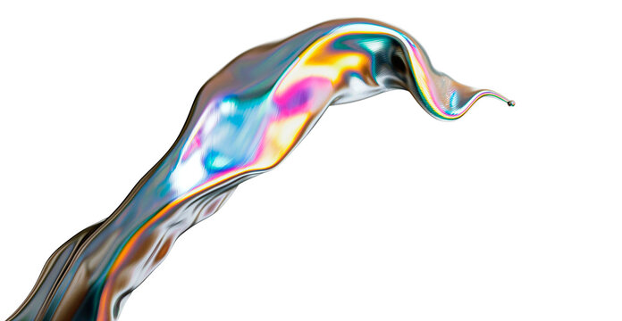 Abstract colorful gradient wave, chromatic dispersion and thin film spectral effect. Isolated on a transparent background.