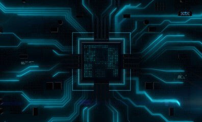 Graphic of electronic pattern or motherboard CPU created as background or element decoration.