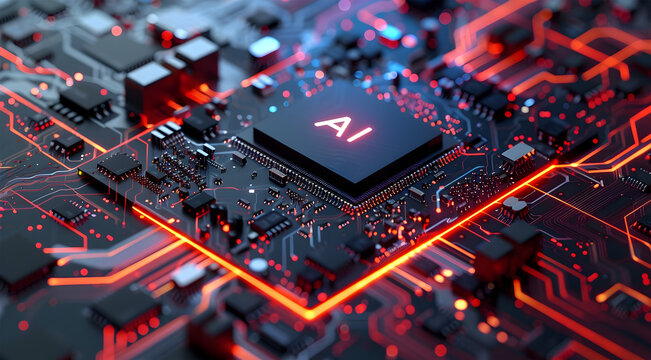 Computer Circuit Board with CPU Chip of Ai structure control