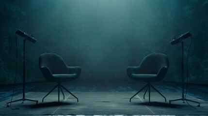 living room with chairs and microphones