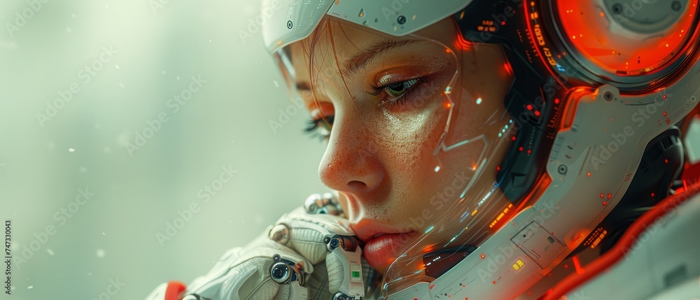 Leinwandbilder An interactive chat using AI, Artificial Intelligence. Man enters commands to generate something and the technology generates the result.