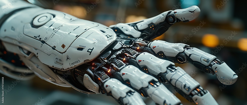 Leinwandbilder AI, Artificial Intelligence, Chat GPT, man using technology smart robot AI, Artificial Intelligence by entering commands for generating something, Futuristic technology transformation...