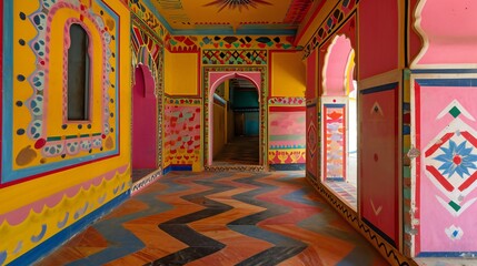 Vibrant Multicolored Traditional Interior with Intricate Designs