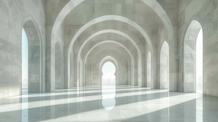 Mosque background in gray for Ramadan. Islamic posts on social media. Muslim Holy Month Ramadan Kareem
