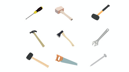 Vector Isolated Set of Tools. Icon Set isolated on a white background