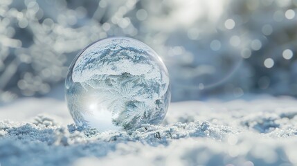 Fototapeta na wymiar A 3D rendering of an empty snow globe made from a glass sphere