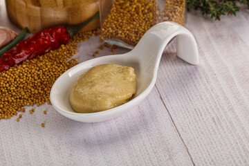 Dijon mustard sauce in the bowl